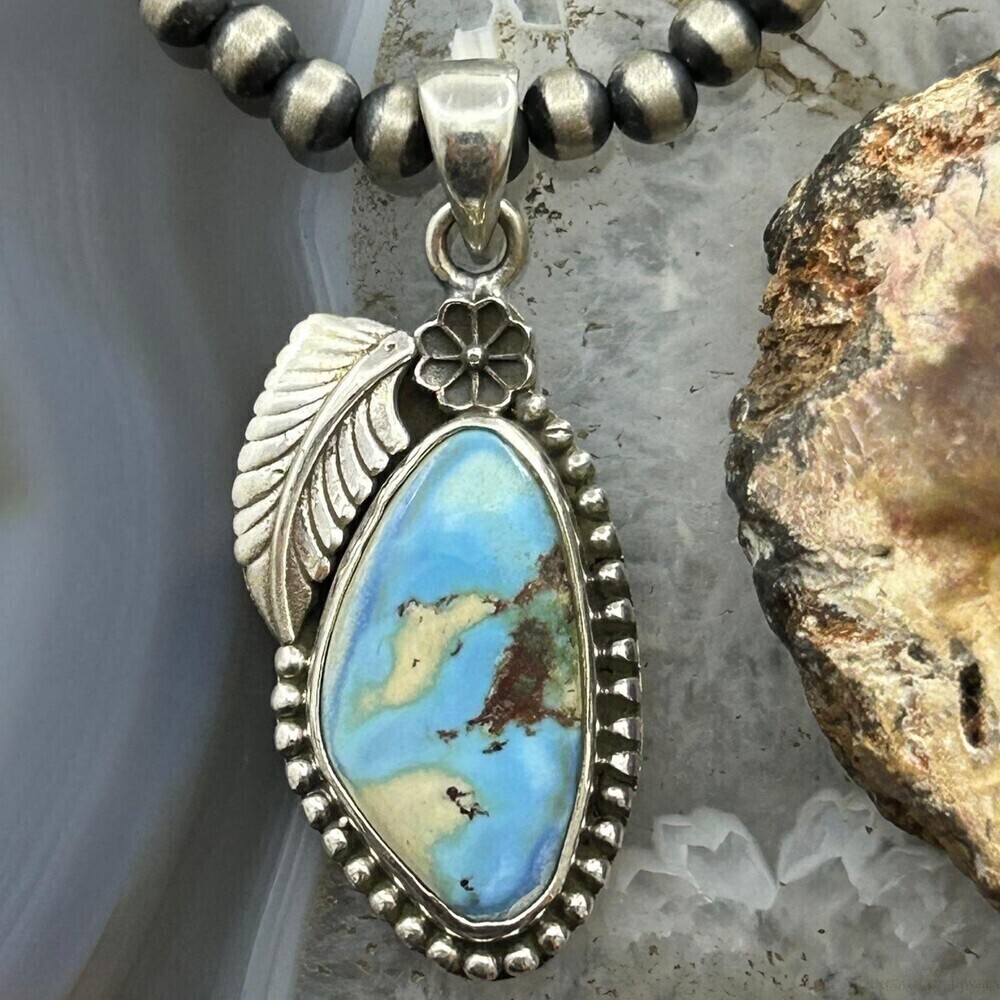 Sterling Southwestern Style Triangular Golden Hill Turquoise Pendant For Women 1